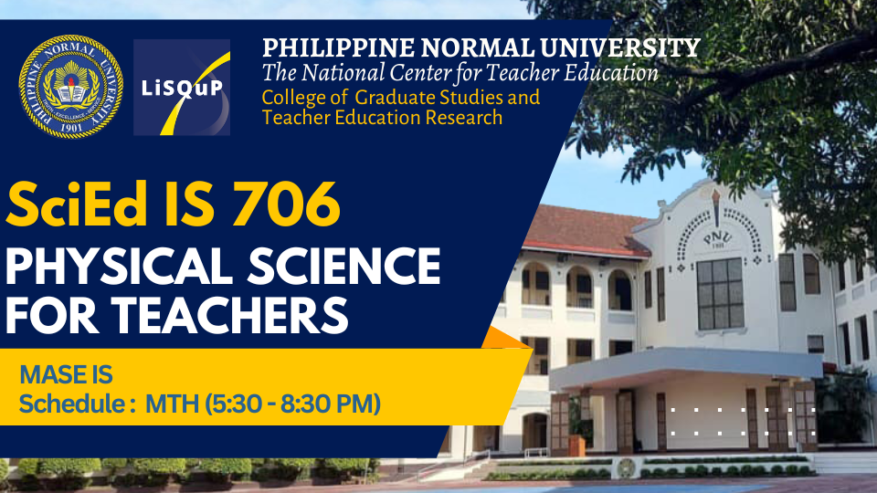 PHYSICAL SCIENCE FOR TEACHERS - MASEIS 5-MASEIS LQ 6  SCI ED IS 706
