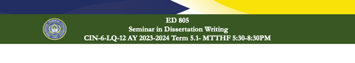 SEMINAR IN DISSERTATION WRITING - PHD CIN 6-LQ 12 ED 805