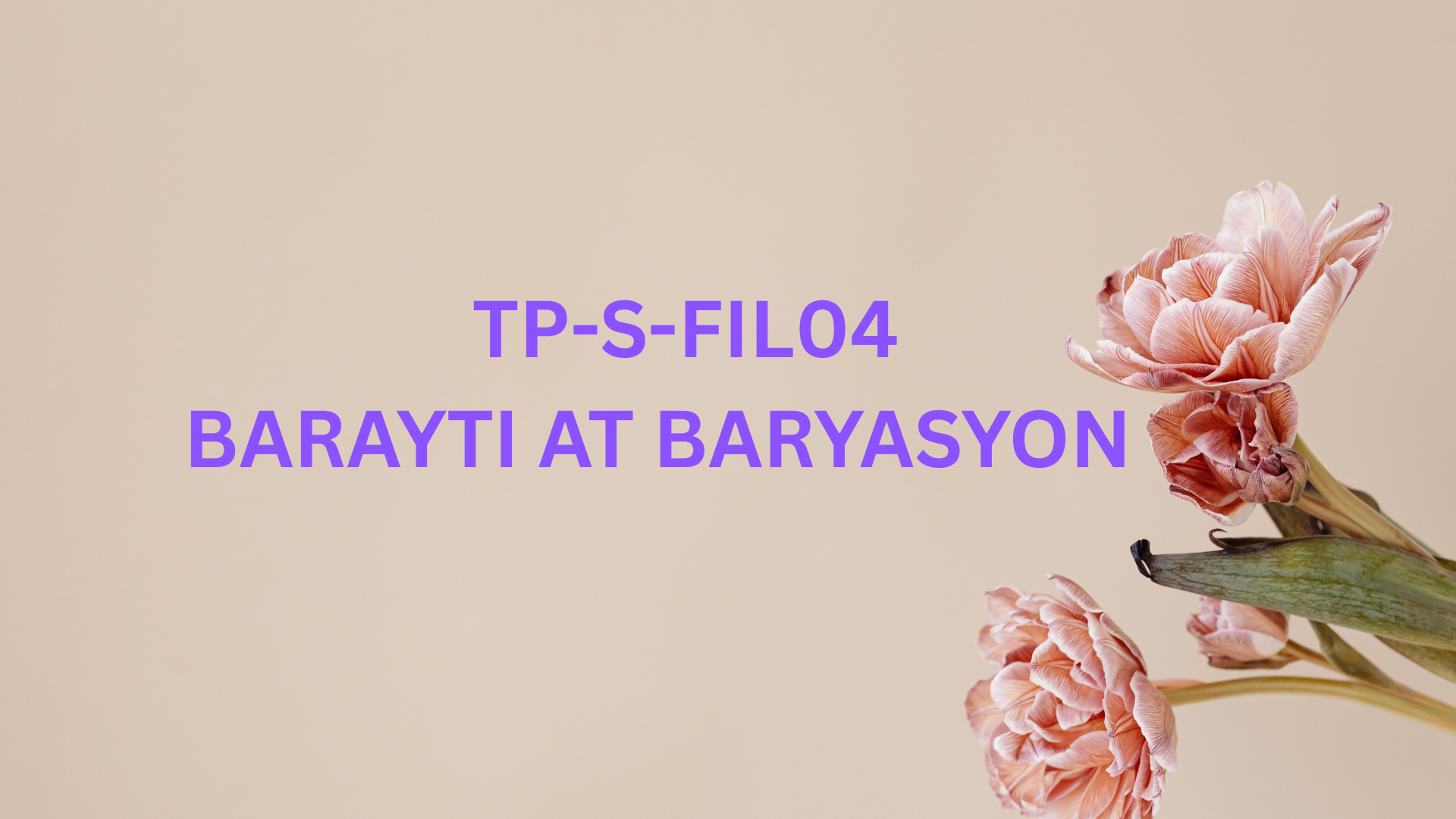 BARAYTI AT BARYASYON - BSEFIL-TP 2-II-18 BSEFIL TP-S-FIL04 (T/F 09:00AM-11:00AM/09:00AM-11:00AM)