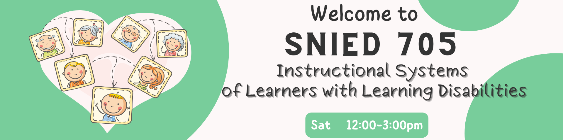 INSTRUCTIONAL SYSTEMS OF LEARNERS WITH LEARNING DISABILITIES - MA SNIED 5-1 SNIED 705(S 12:00PM-03:00PM)